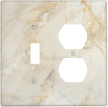 Outlet Covers Beige Gold Marble Abstraction Morden Art 2 Gang Decorative Switch Plates 1 Toggle Duplex Combo Light Switch Cover GFCI Socket Cover WallPlates for Kitchen Bathroom Decor