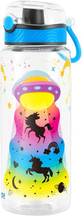 Home Tune Cute Water Bottle for School Kids Girls, BPA FREE Tritan & Leak Proof & Easy Clean & Carry Handle, 23oz/ 680ml (UFO)