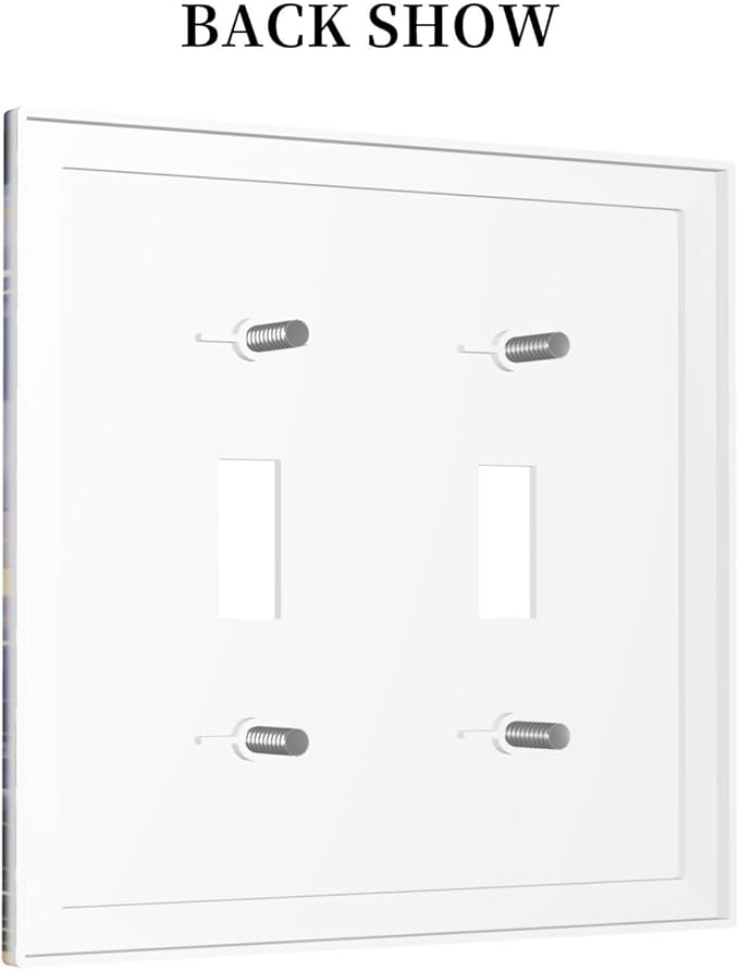 Decorative Light Switch Plate Covers Modernity Abstract Purple Golden Marble 2 Gang Wall Plate Double Toggle Switch Cover Plate Electric Dual Device Electrical Faceplate