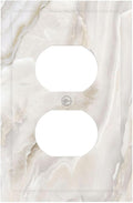 Abstract Luxury White Marble Texture Outlet Covers 1 Gang Duplex Light Switch Cover Decorative Switch Plates Electrical Receptacle Faceplate Wall Plate for Bathroom Kitchen Living Room Decor