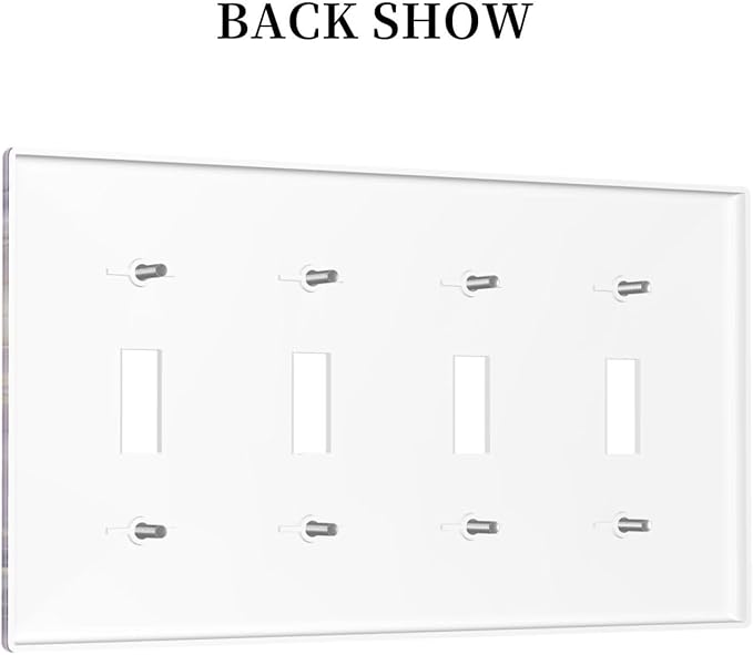 Luxury Marble Texture Purple And Gold Abstract Print Light Switch Covers Quad Toggle Electrical Faceplate 4 Gang Wall Plate Decorative Switch Plates Cover for Bathroom Home Decor