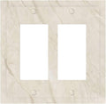 White Taupe Marble Abstract Luxury Decorative Outlet Covers 2 Gang Double GFCI Rocker Electrical Wall Panels Light Switch Cover Plate for Bathroom Kitchen Home Decor