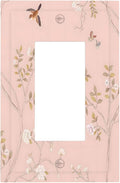 Pink Background Flowers Bird Butterflies Floral Decorative Outlet Covers 1 Gang Single Rocker Light Switch Cover Plate Wall Plates GFCI Faceplate for Bedroom Living Room Decor