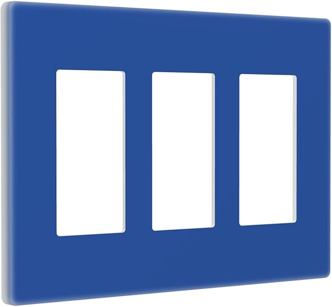 Blue 3 Gang Triple Rocker/Decorator Light Switch Wall Plate Cover Decorative GFCI Electrical Faceplate Switchplate Dimmer