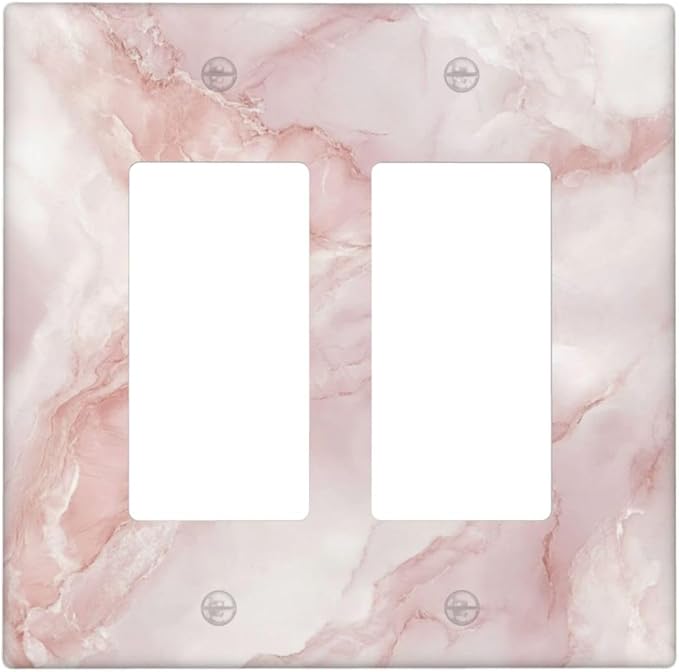 Outlet Covers Pinkish-White Marble Abstract Luxury Elegant 2 Gang Double Rocker Light Switch Cover Plate Decorative Wall Plate GFCI Socket Cover Electrical Switch Plate Covers for Bathroom Home