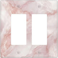 Outlet Covers Pinkish-White Marble Abstract Luxury Elegant 2 Gang Double Rocker Light Switch Cover Plate Decorative Wall Plate GFCI Socket Cover Electrical Switch Plate Covers for Bathroom Home