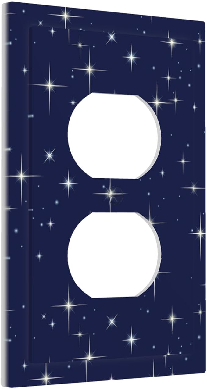 Starry Night Duplex Wall Plate - 1-Gang Standard US Size Celestial Sparkle Outlet Covers, Midnight Galaxy Cosmic Glow for Bedroom & Nursery