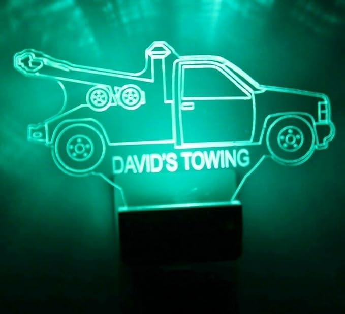 Night Light Multi Color Personalized LED Plug-in, Ultra-Slim Touch Night Light Smart Dusk to Dawn Sensor, Kids Children's Bedroom Kitchen Bathroom Hallway Play Room Variations (Tow Truck)