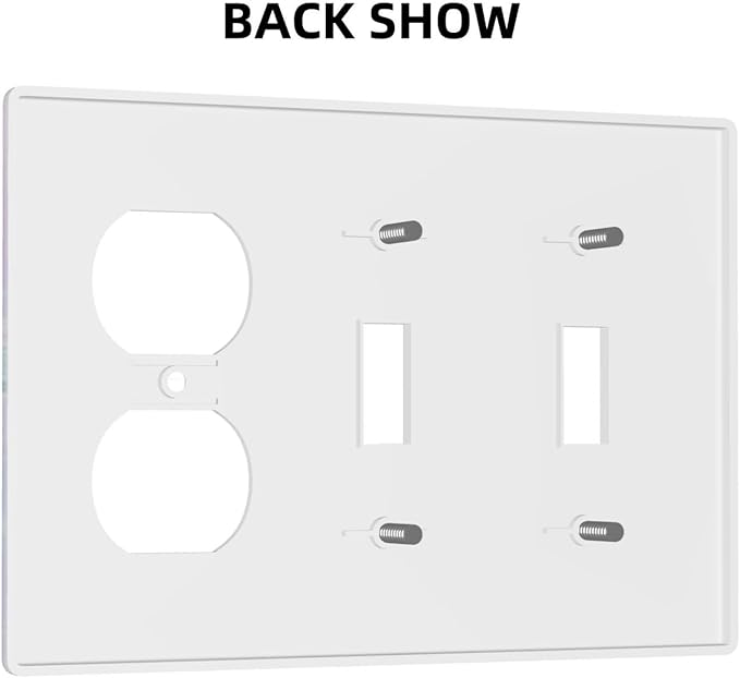 Cute Purple/Blue Rainbow Unicorn 3-Gang 2-Toggle 1-Duplex Device Combination Wall Plate Cute Kawaii Decorative Combo Double Toggle/Single Duplex Receptacle Outlet Light Switch Cover Plate (Not Bling)