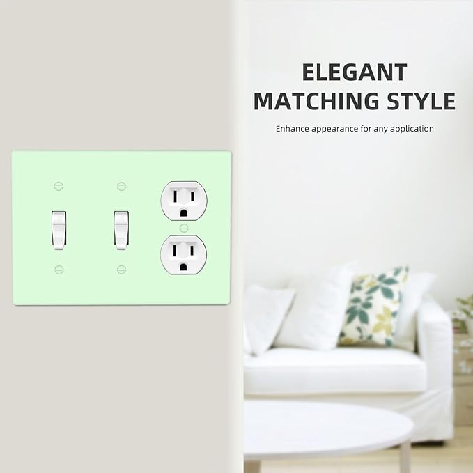 Green 3 Gang 2 Toggle 1 Duplex Combination Light Switch Plate Decorative Triple Toggle Wall Plate Cover Electrical Faceplate Switch Face Plate