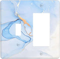 Modern Art Blue Gold Marble Abstract Luxury Print Outlet Covers 1 Toggle 1 Rocker Combination Decorative Wall Plate Electrical Switch Plates Light Switch Cover Plate for Bathroom Living Room Decor
