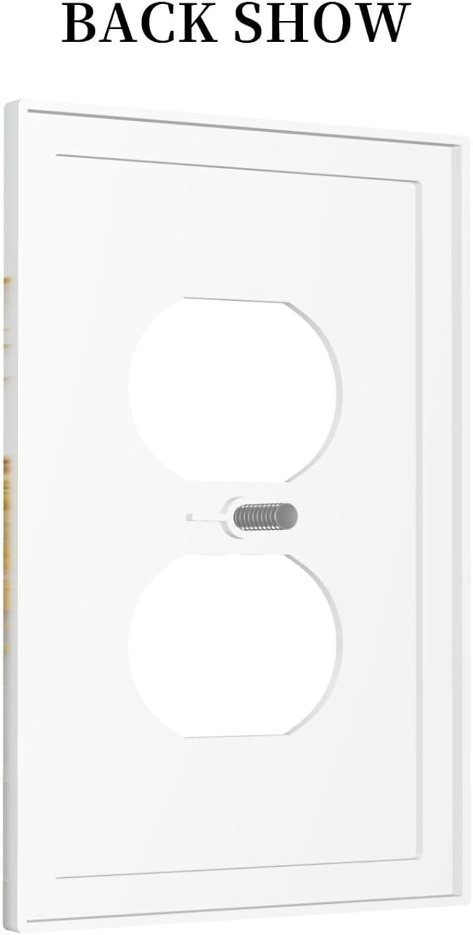 Exquisite White Gold Marble Abstract Luxurious Print Outlet Covers 1 Gang Duplex Light Switch Cover Decorative Switch Plates Electrical Receptacle Faceplate Wall Plate for Bathroom Kitchen Decor