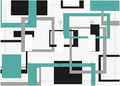 Geometric Turquoise Black Gray Modern Abstract Boho Decorative Switch Plates 3 Gang Wall Plate Triple Toggle Light Switch Cover Faceplate Electrical Wall Panels for Office Nursery Decor
