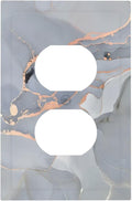 Gray And Gold Marble Abstract Luxury Print Outlet Covers 1 Gang Duplex Light Switch Cover Decorative Switch Plates Electrical Receptacle Faceplate Wall Plate for Bathroom Kitchen Bedroom Decor