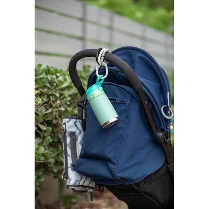 Nuby Thirsty Kids No Spill Flip-It Reflex Stainless Steel Travel Cup or Water Bottle - 10 Oz - 18+ Months - Aqua Mint - Back to School Essentials