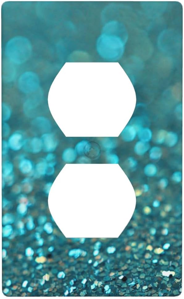Teal 1-Gang Duplex Wall Plate, Teal Turquoise Shiny Printed Outlet Cover Decorative Faceplate for Bathroom, Kitchen, Vanity & Bedroom