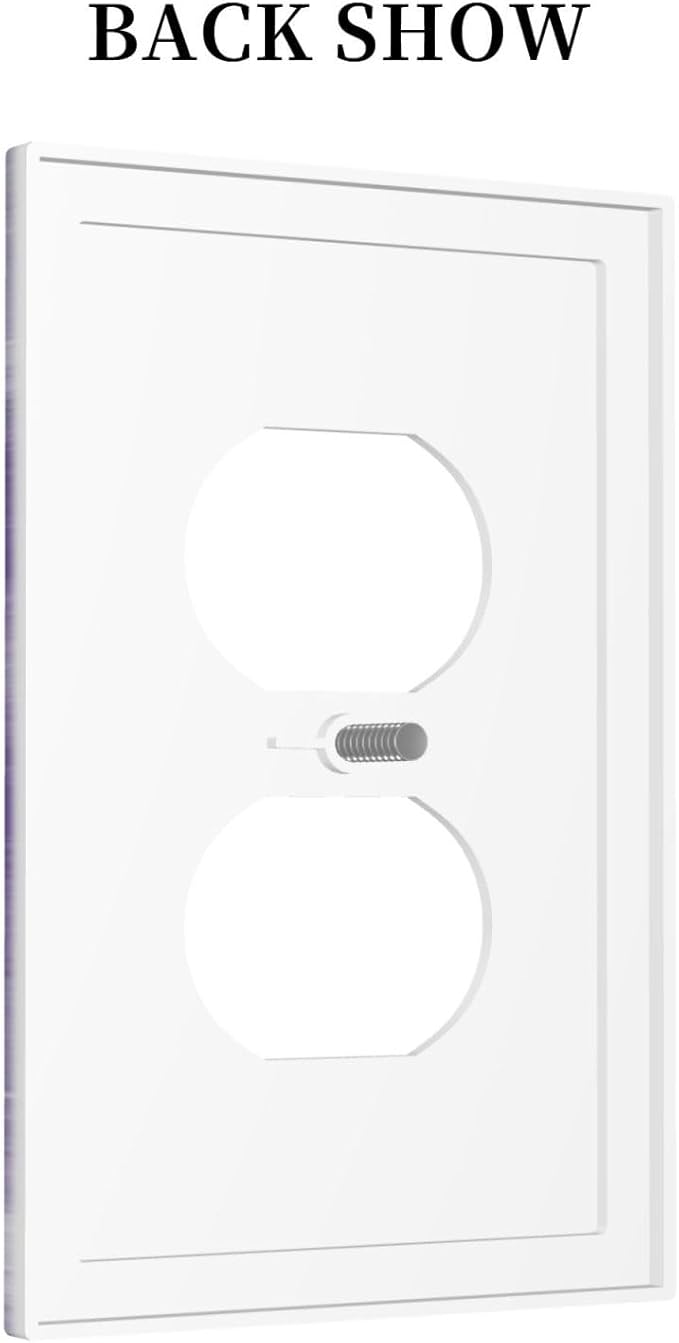 Purple Daisy Butterfly Boho White Floral 1 Gang Wall Plate Cover Receptacle Duplex Light Switch Cover Plate Single Dual Plug Covers Electrical Switchplate