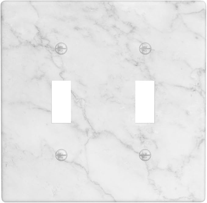 Faux White Marble Printed Double Light Switch Cover Plates Decorative 2 Gang Wall Plate Double Toggle Lightswitch Cover
