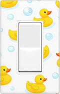 Yellow Rubber Duck 1-Gang Rocker Wall Plate, Cute Duck Bubble Switch Plate for Kids Bathroom, Nursery & Boys Girls Room
