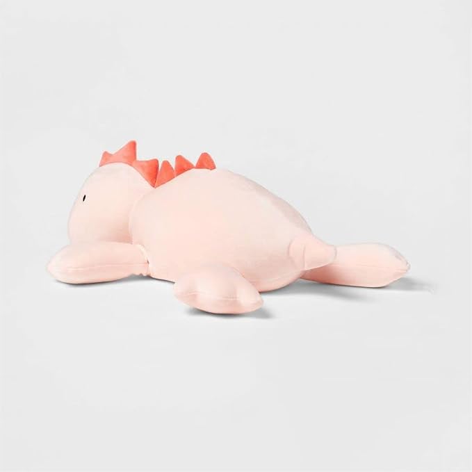 OSOCU® Microwavable Heating Pad Pink Stegosaurus Plush - 1.4 Lb Weighted Stuffed Animal Toy with Tourmaline Beads & Lavender - 16" Squished Long Dinosaur Pillow - Lumbar Back Cushion Lasting Warmth