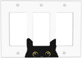 Cute Cat Black Triple Gang Rocker Decorative Light Switch Cover, 3-Gang Wall Plate Outlet Cover