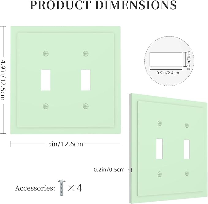 Green Decorative 2 Gang Toggle Outlet Light Switch Cover Double Device Wall Plate Electrical Faceplate Dual Device Switchplate