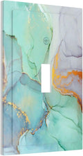 Mint Green Marble Abstract Crystal Pretty Green 1 Gang Light Switch Plate Decorative Single Toggle Wall Plate Cover Electrical Switchplate Faceplate Turquoise Marble Bathroom Bedroom Decorate 5" x 3