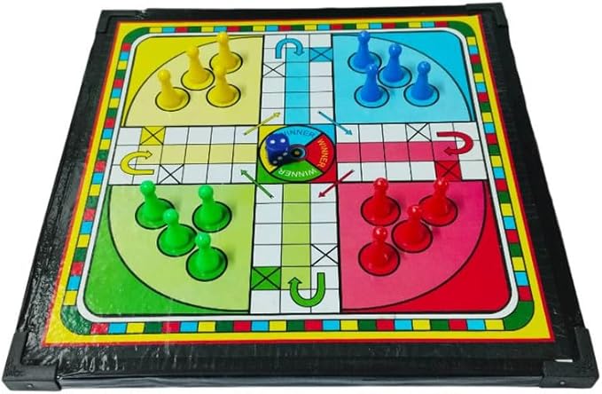 Snakes and Ladders Board Game, Ludo Board Game 2 in 1 Classic Game Set 2-4 Players Famliy Dice Games 12 Inch