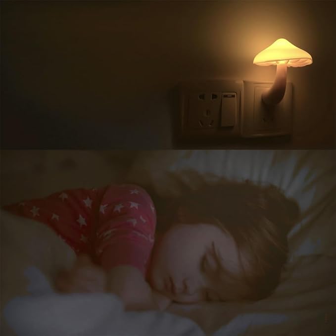 AUSAYE 2 Pack LED Mushroom Night Light Plug into Wall NightLight,Dusk to Dawn Sensor Wall Lamp Energy Saving Night Lights for Kids Adults Room Bedroom Bathroom Stairs Hallway Kitchen Warm White