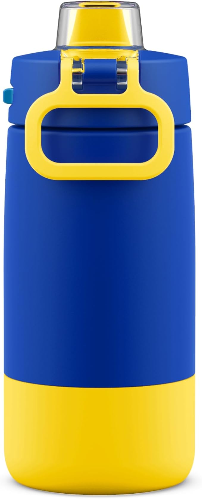 Ello Kids Colby 12oz Stainless Steel Insulated Water Bottle with Straw and Built-In Silicone Coaster Carrying Handle and Leak-Proof Locking Lid for School Backpack, Lunchbox, and Outdoor Sports