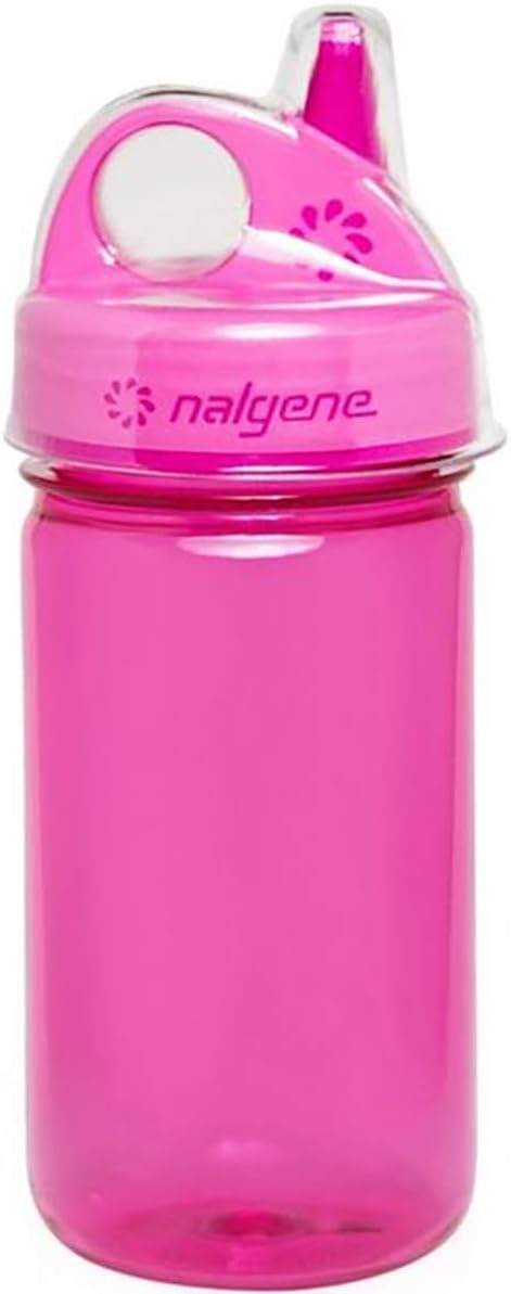 Nalgene Kids Sustain Grip-N-Gulp Water Bottles Made with Material Derived from 50% Plastic Waste, Leak Proof Sippy Cup, Durable, BPA and BPS Free, Dishwasher Safe, Reusable, 12 Ounces, Orange Volcano