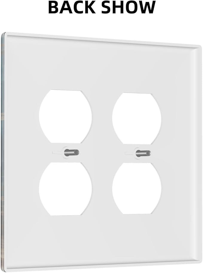 Delicate White Daisy Jars Retro Wood Background Outlet Covers 2 Gang Double Duplex Decorative Light Switch Covers Electrical Wallplates Socket Faceplate for Farmhouse Home Decor
