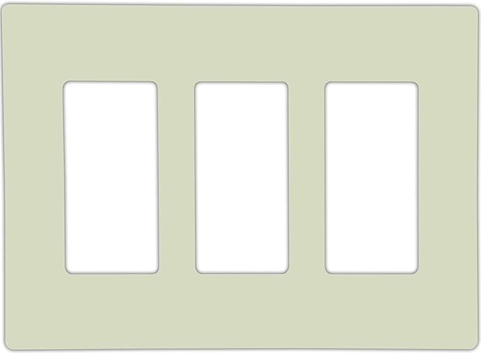 ENERLITES Screwless Decorator Wall Plate Child Safe Outlet Cover, Size 3-Gang 4.68" H x 6.53" L, Unbreakable Polycarbonate Thermoplastic, SI8833-LA, Glossy, Light Almond