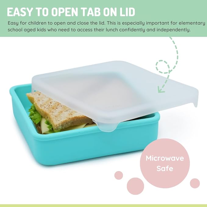 melii Reusable Silicone Sandwich Container | Leak-Resistant Food Storage with Easy-Open Lid, BPA-Free, Dishwasher & Microwave Safe, Lunch Box for Kids & Adults (Blue)