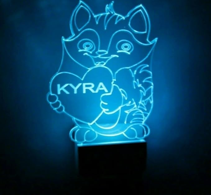 MIRROR MANIA Night Light Multi Color Personalized LED Plug-in, Ultra-Slim Touch Night Light Smart Dusk to Dawn Sensor, Kids Children's Bedroom Kitchen Bathroom Hallway Play Room Variations (Cat)
