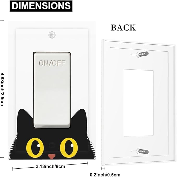 Peeking Cute Black Cat Single Rocker Switch Cover - 1-Gang Standard US Size Curious Cat Eyes Light Switch Covers for Cat Lover Decor