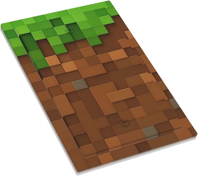 Pixel Style Gamer Themed Grass Block Light Switch Cover Plate 1 Gang No Device Blank Electrical Wall Plates Faceplate Decorative Switch Plate Covers for Kids Room Office Home Decor