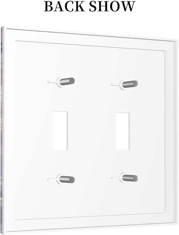 Luxury Marble Texture Purple And Gold Abstract Print Decorative Switch Plates 2 Gang Double Toggle Outlet Light Switch Cover Wall Plate Electrical Faceplate for Bathroom Home Decor