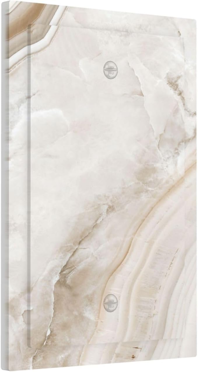 Light Switch Cover Plate Beige Marble Pattern 1 Gang No Device Blank Electrical Wall Plates Faceplate Decorative Switch Plate for living Room Bedroom Decor