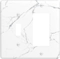 Luxurious White Marble Abstract Print Outlet Covers 1 Toggle 1 Rocker Combination Decorative Wall Plate Electrical Switch Plates Light Switch Cover Plate for Bathroom Kitchen Bedroom Decor