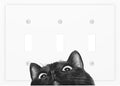 Peeping Black Cat Cute Animals Decorative Switch Plates 3 Gang Wall Plate Triple Toggle Light Switch Cover Faceplate Electrical Wall Panels for Kids Room Home Decor