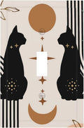 Cute Mid Century Abstract Black Boho Moon Cat Single Toggle Light Switch Plates Outlet Covers Decorative Electrical Wall Plate Receptacle Switchplate Decorate Plug Cover Living Room Bathroom Decorate