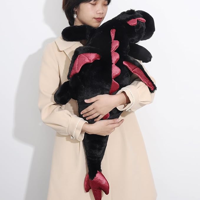 Weighted Dragon Stuffed Animal, Soft and Sturdy Weighted Stuffed Animals for Kids and Adults, Medium Black Dragon Stuffed Animal(35.4" 5Lbs)