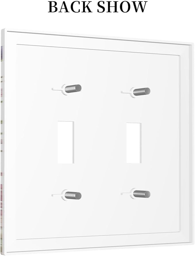 Light Switch Cover Plate Botanical Wildflowers Dragonfly Colorful Floral 2 Gang Double Toggle Decorative Switch Plates Wall Plates Electrical Faceplate for Bathroom Bedroom Decor
