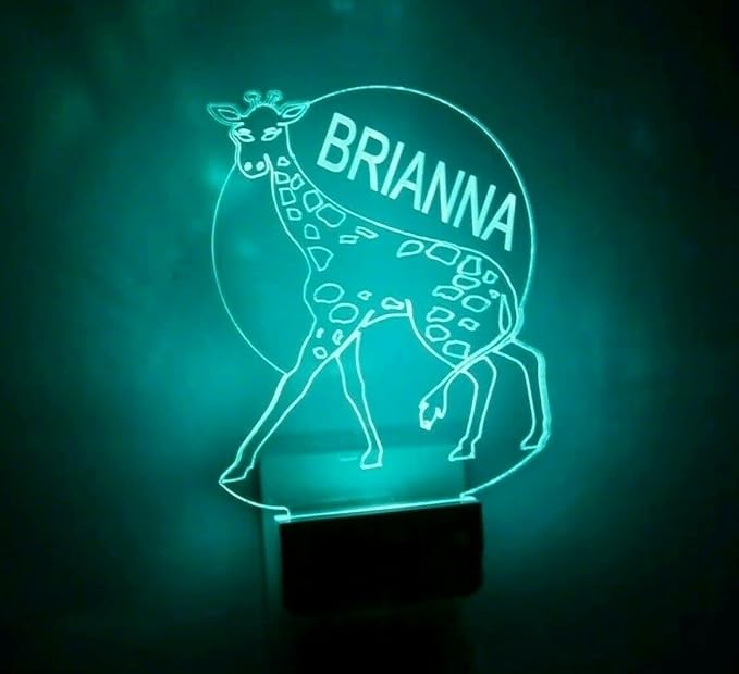 MIRROR MANIA Night Light Multi Color Personalized LED Plug-in, Ultra-Slim Touch Night Light Smart Dusk to Dawn Sensor, Kids Children's Bedroom Kitchen Bathroom Hallway Play Room Variations (Giraffe)