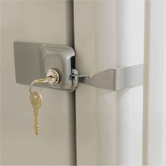 Child Proof Fridge Lock with Key | 100% Metal Refrigerator Lock for Toddlers & Kids | 400 lbf 3M Adhesive No-Drill | Baby Safety Freezer Cabinet Lock (1 Pack, Gray)