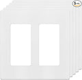 Screwless Decorator Wall Plate 5pcs 2-Gang Wall Plates Screwless Design Outlet Covers UL Certified Child Safe Switch Plate Covers Modern, White