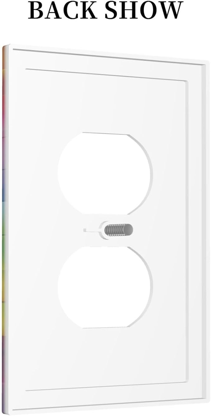 3D Colorful Rainbow Wall Abstract Squre Shaped 1 Gang Outlet Plate Decorative Single Duplex Wall Plate Covers Unique Electrical Receptacle Light Switch Cover Art Faceplate Switchplate for Living Room