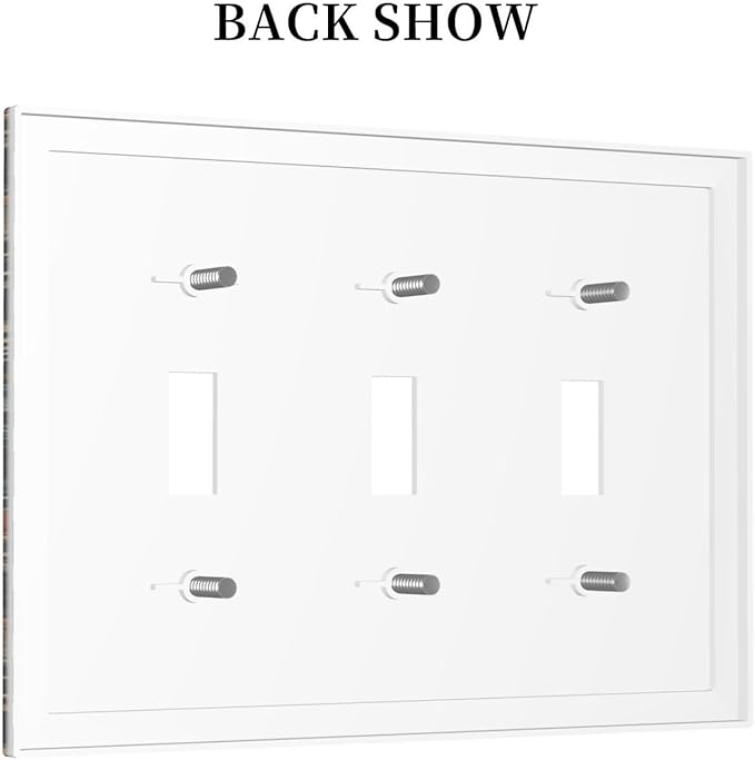 Decorative Light Switch Cover Plate Vintage Mushroom Floral 3 Gang Wall Plate Triple Toggle Switch Plate Covers Electrical Outlet Cover for Bedroom Kids room Decor