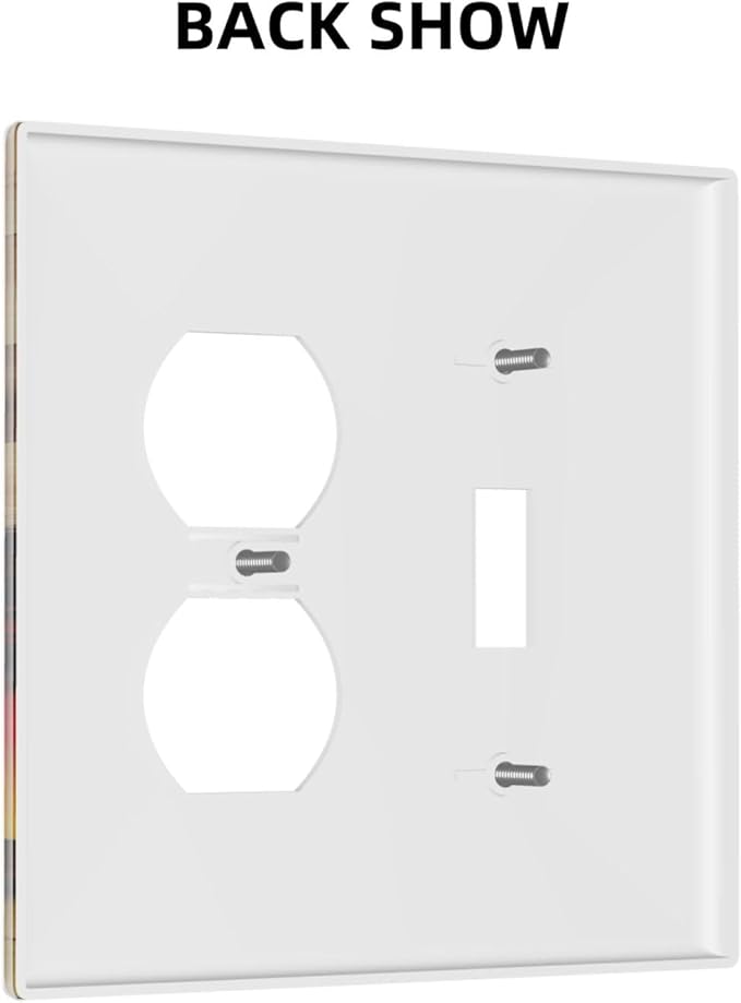 Sunset Beach Coconut Palm Tree Wooden Background Wallplates 1 Toggle 1 Duplex Switch Plate Electrical GFCI Faceplate Decorative Light Switch Covers for Bedroom Living Room Decor